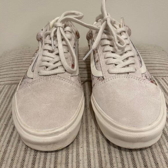 White and grey Vans Old Skool floral trainers mens 9.5 /womens 11 - Picture 5 of 8